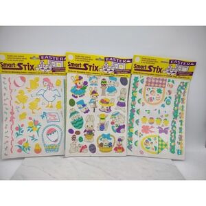 VTG Eureka Easter Stickers 3 Packs Removable Reusable Chicks Bunnies Eggs NEW